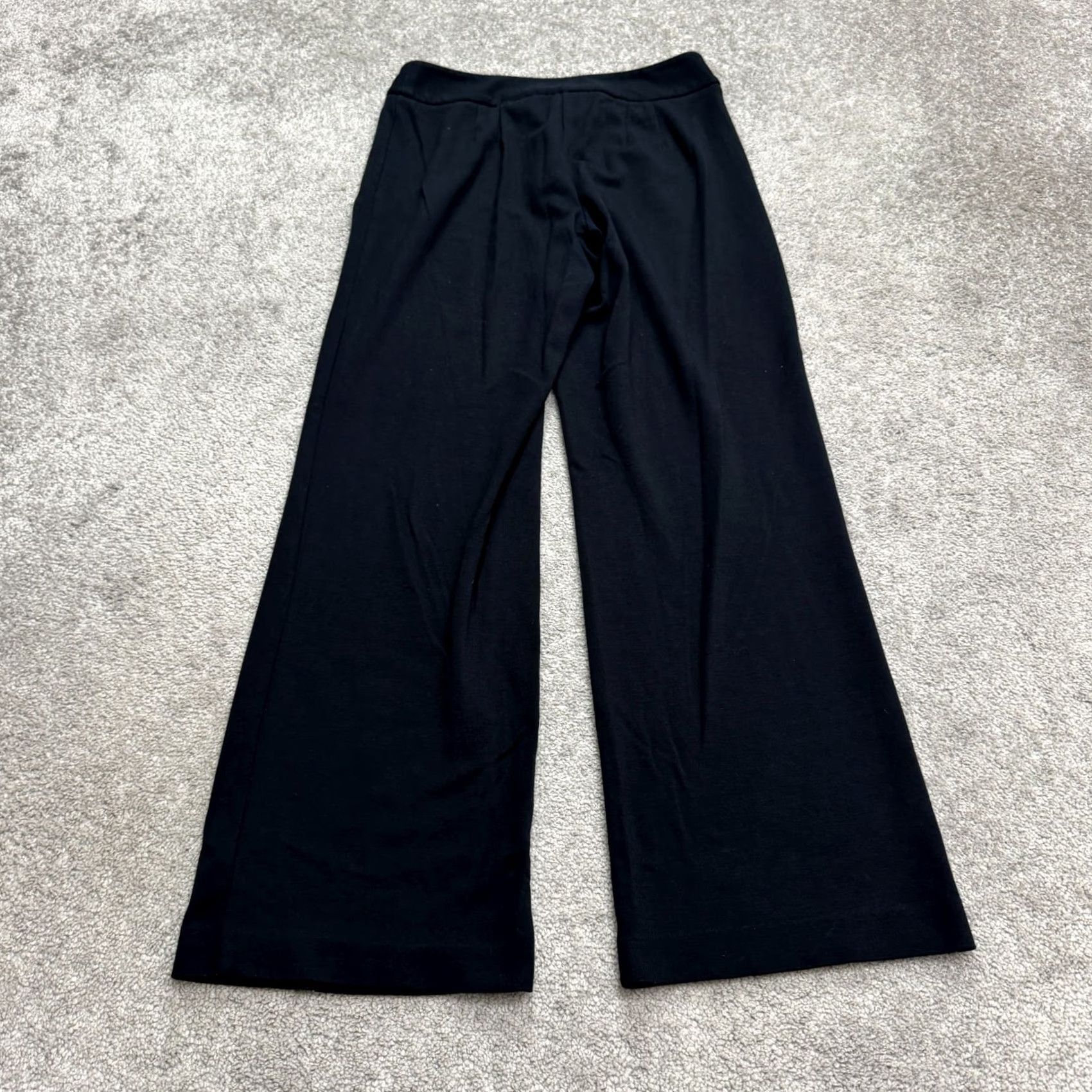 J.Crew Chico's Wide Leg Trouser Dress Pants Womens 0 Short Black Mid Rise Stretch Work Size 32" / US 10 / IT 46 - 2 Thumbnail