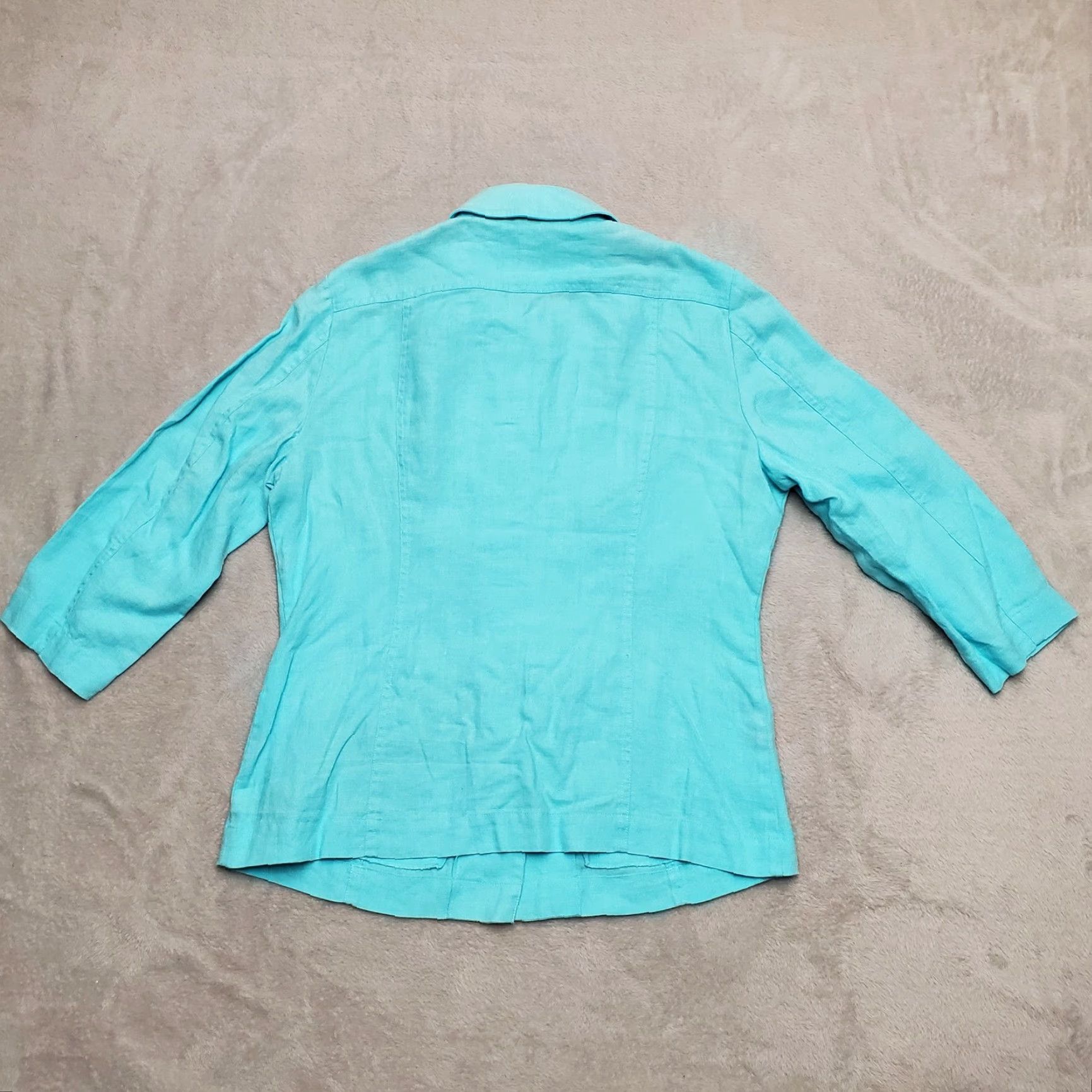 Coldwater Creek Chicos Jacket Womens sz 1 US 8 Mint Green 100% Linen Long Sleeve Casual Button Shirt Size M / US 6-8 / IT 42-44 - 5 Thumbnail