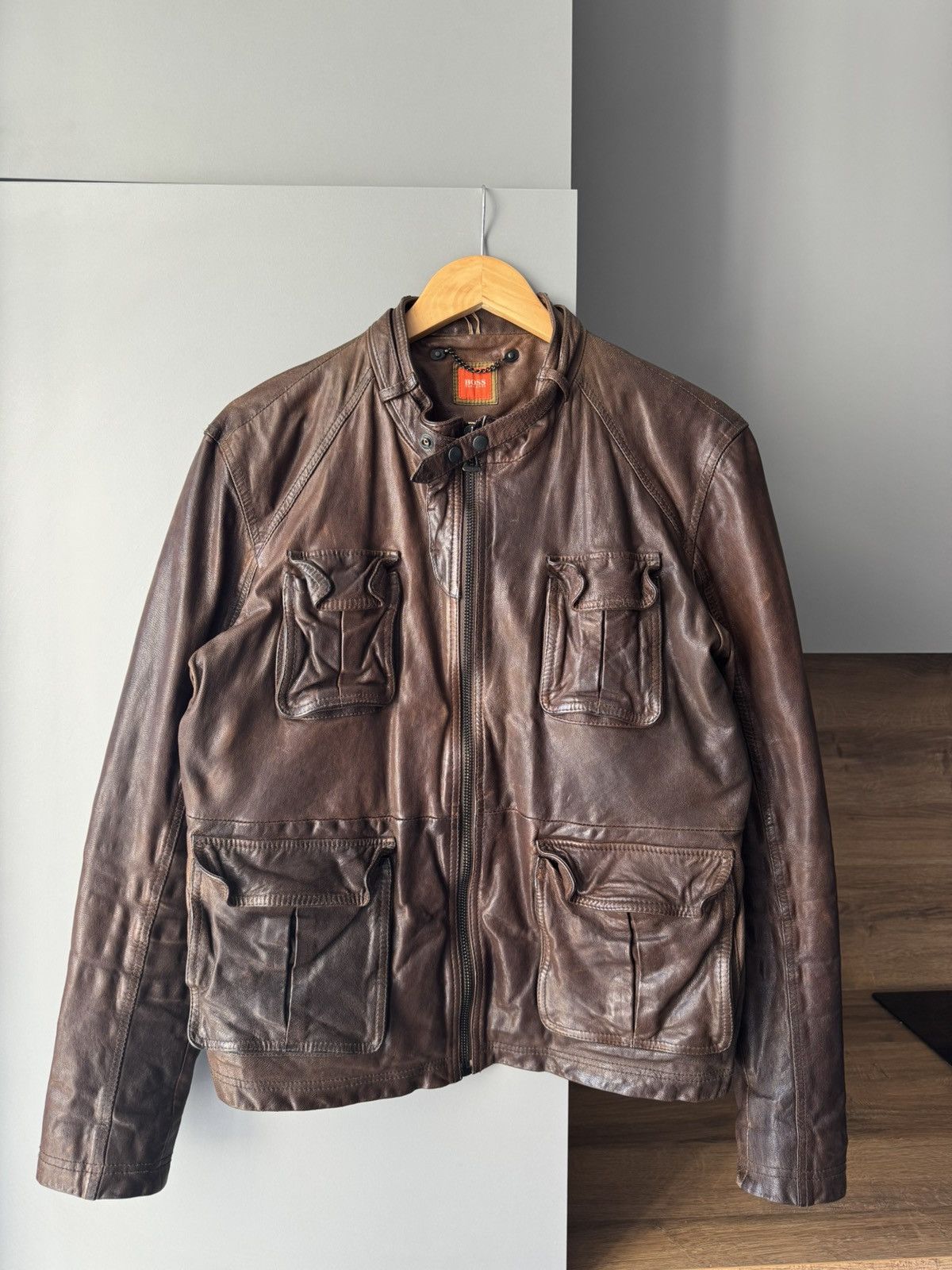 Hugo Boss × Vintage Rare Hugo Boss Goat Skin Shiny Dragon Print Leather Jacket Size US M / EU 48-50 / 2 - 1 Thumbnail