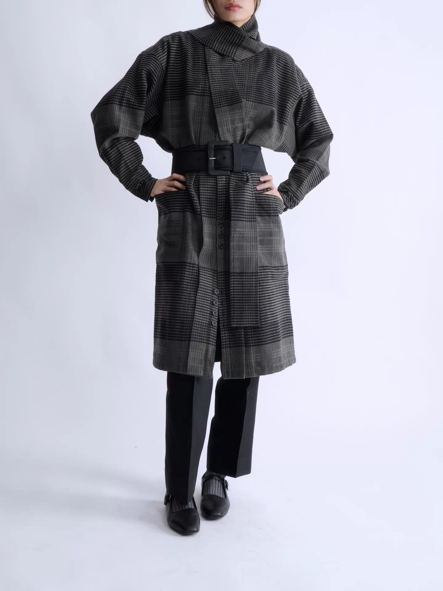 Other TAKEZO TOYOGUCHI 90s Checkered Tie-Belt Dress/Jacket Size M / US 6-8 / IT 42-44 - 3 Thumbnail