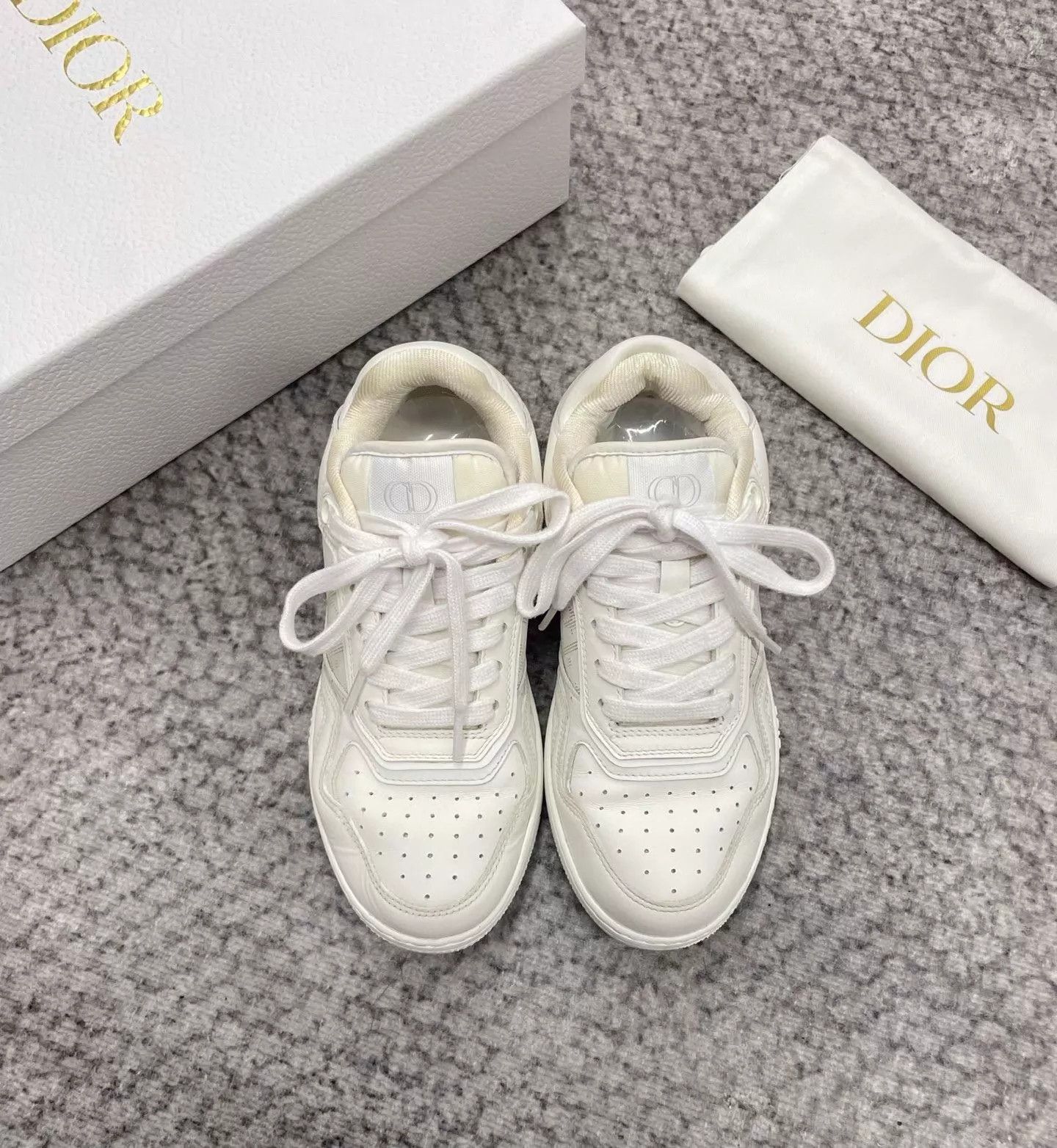 Dior DIOR Women's White Leather Sneakers 36 Embossed Cutout Size US 5.5 / IT 35.5 - 1 Thumbnail