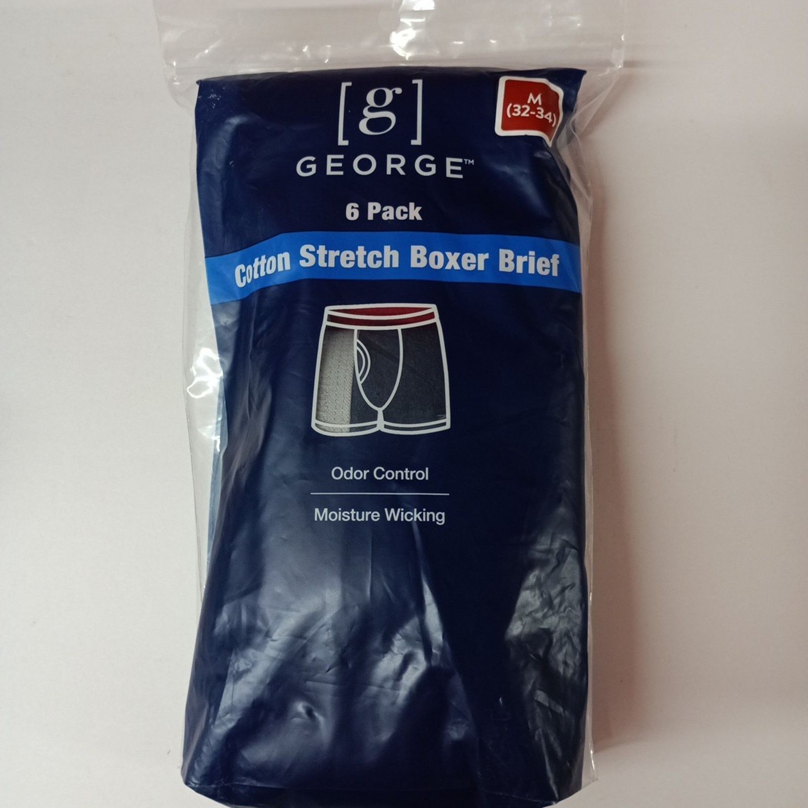 George George Boxer Briefs 6-Pack Men’s M 32-34 Moisture Wicking Size 32 - 1 Thumbnail