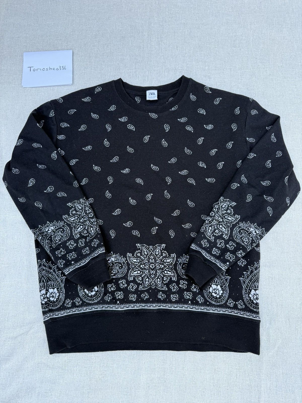 Zara Black Paisley Sweater Size US L / EU 52-54 / 3 - 1 Thumbnail