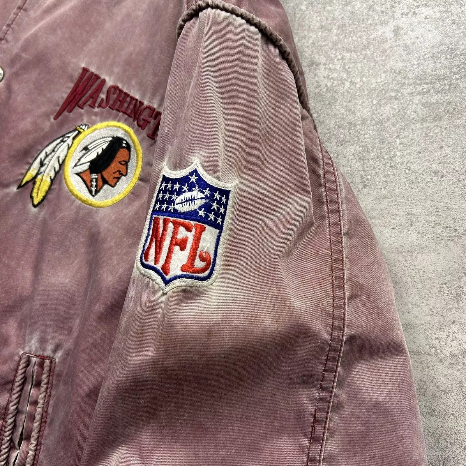 NFL × Vintage WASHINGTON REDSKINS EAST POINT STONE WASH BOMBER JACKET Size US L / EU 52-54 / 3 - 9 Thumbnail