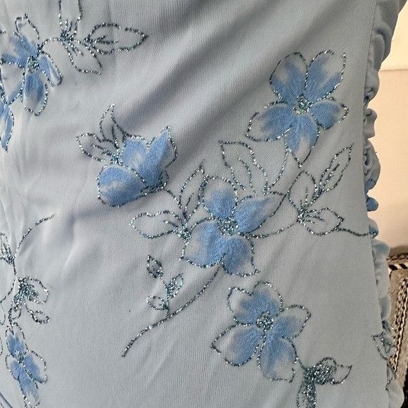 Other Vintage Y2K “Taboo” Blue Floral Glitter Dress Size L / US 10 / IT 46 - 9 Thumbnail