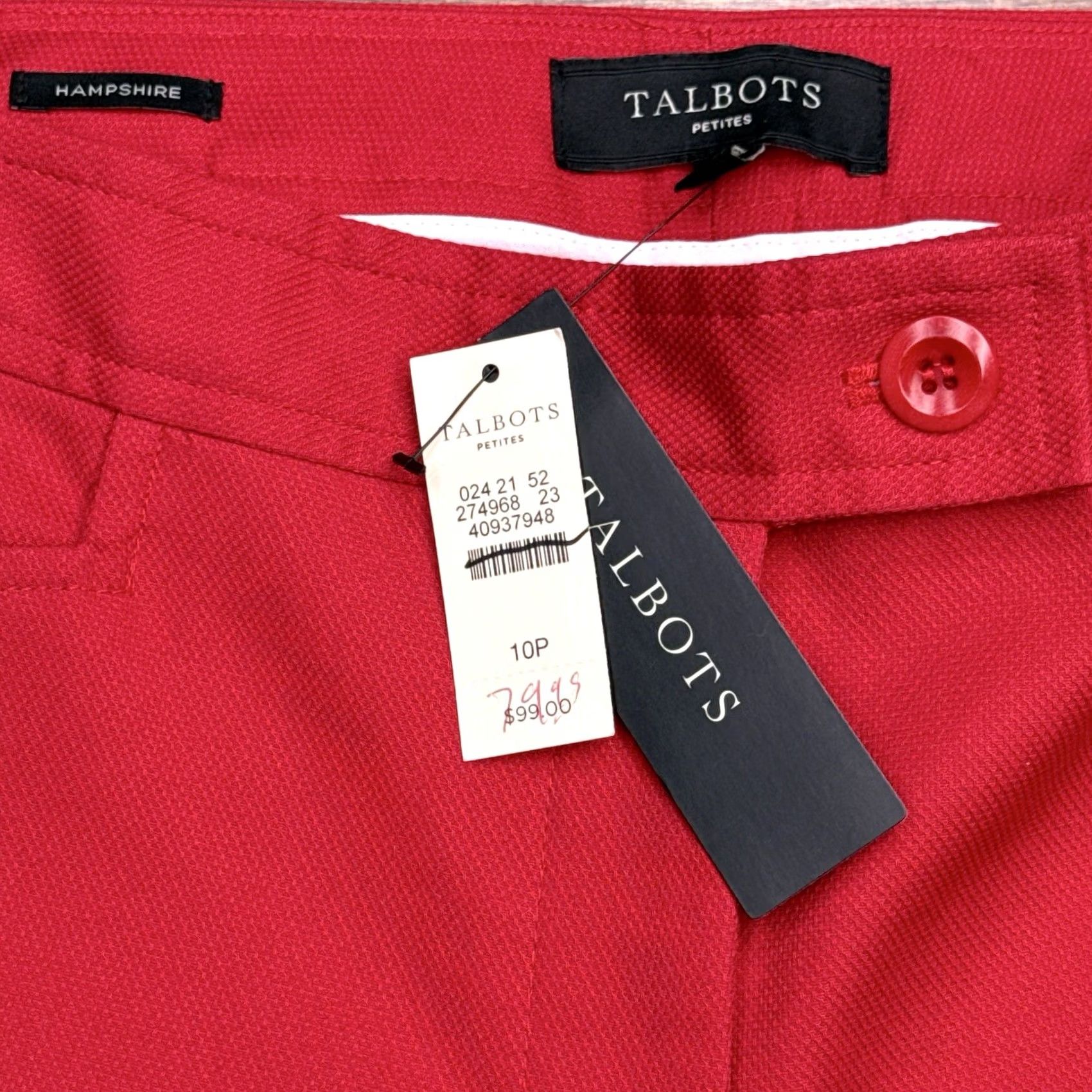 Talbots Talbots Hampshire Ankle Pants Womens 10 Petite Red Stretch New Size 32" / US 10 / IT 46 - 4 Thumbnail