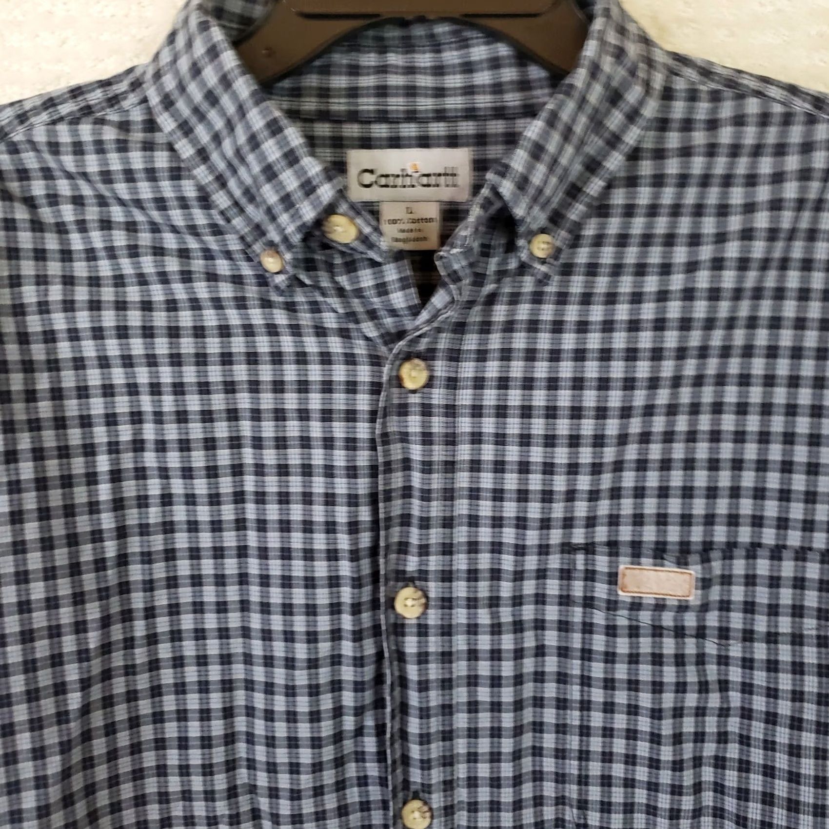 Carhartt Carhartt Work Shirt Relaxed Fit Men's L Blue Plaid Long Sleeve Button Front Size US L / EU 52-54 / 3 - 2 Thumbnail