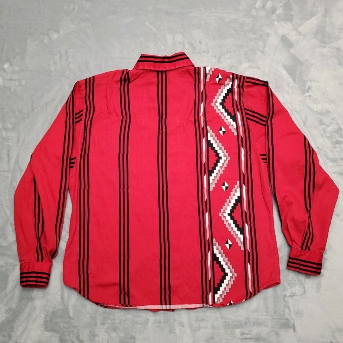 Roper Roper Shirt Womens Medium Red Aztec Pattern Striped Long Sleeve Western Cowboy Button-Up Size M / US 6-8 / IT 42-44 - 7 Thumbnail