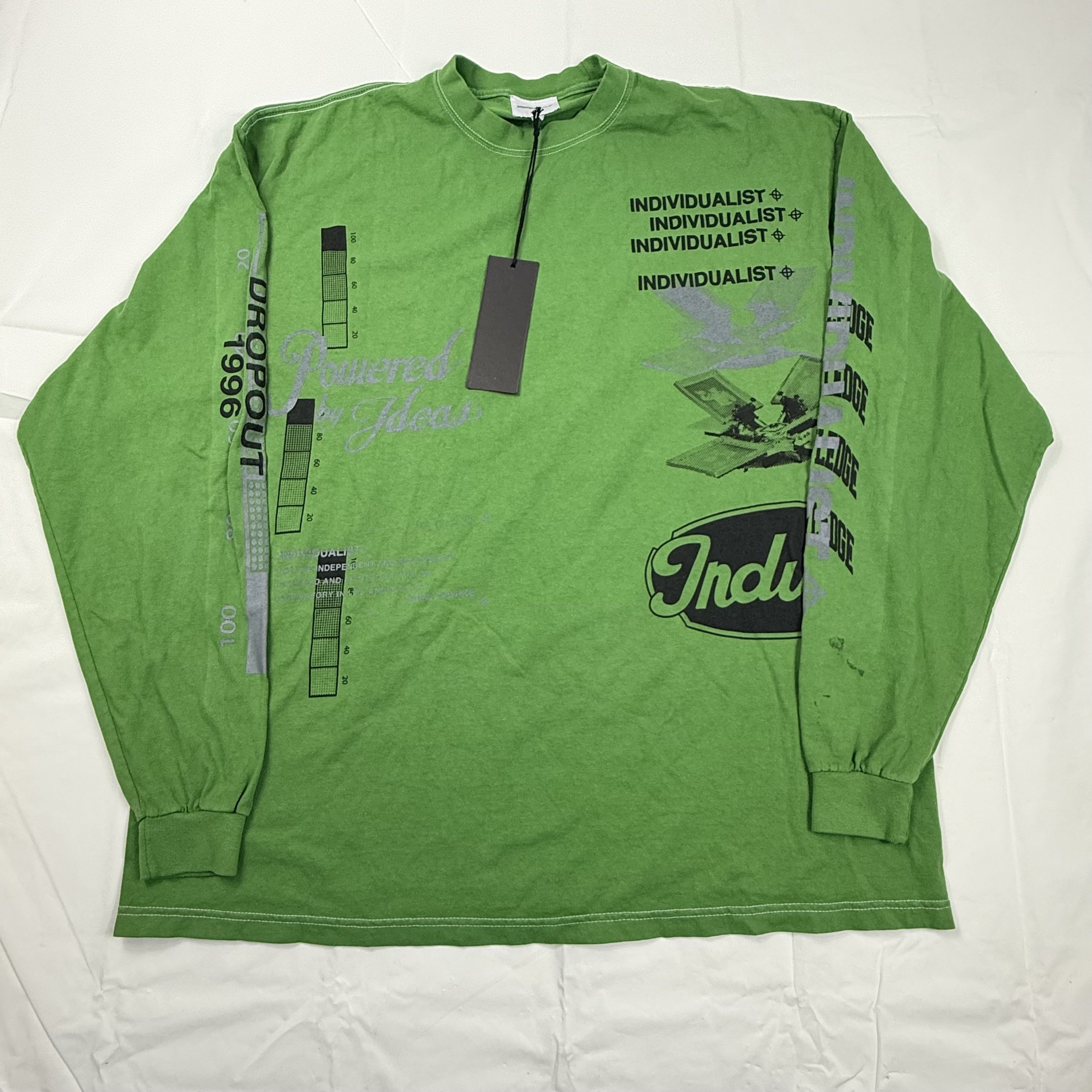 INDIVIDUALIST Individualist Green Graphic Long Sleeve Shirt Streetwear Size US XXL / EU 58 / 5 - 1 Thumbnail