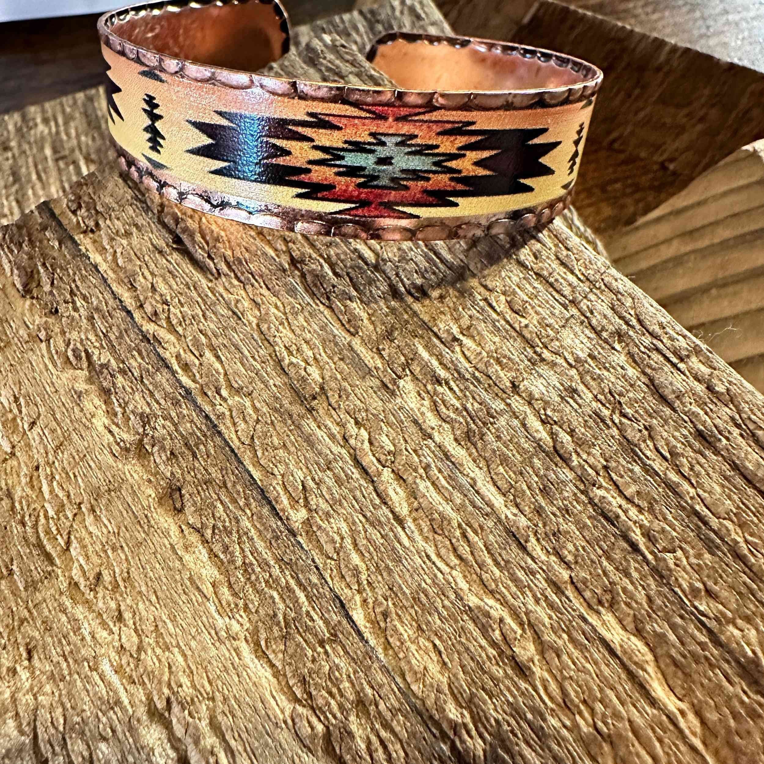 Other Handmade Boho Native American Aztek Copper Narrow Cuff Brace Size ONE SIZE - 6 Thumbnail