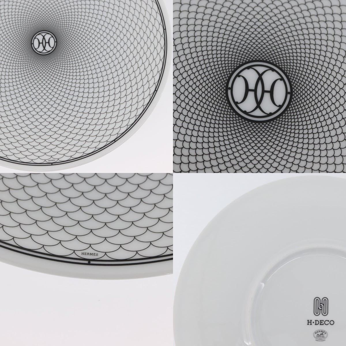 Hermes Hermes H Deco Plate Pottery White Black Size ONE SIZE - 4 Thumbnail
