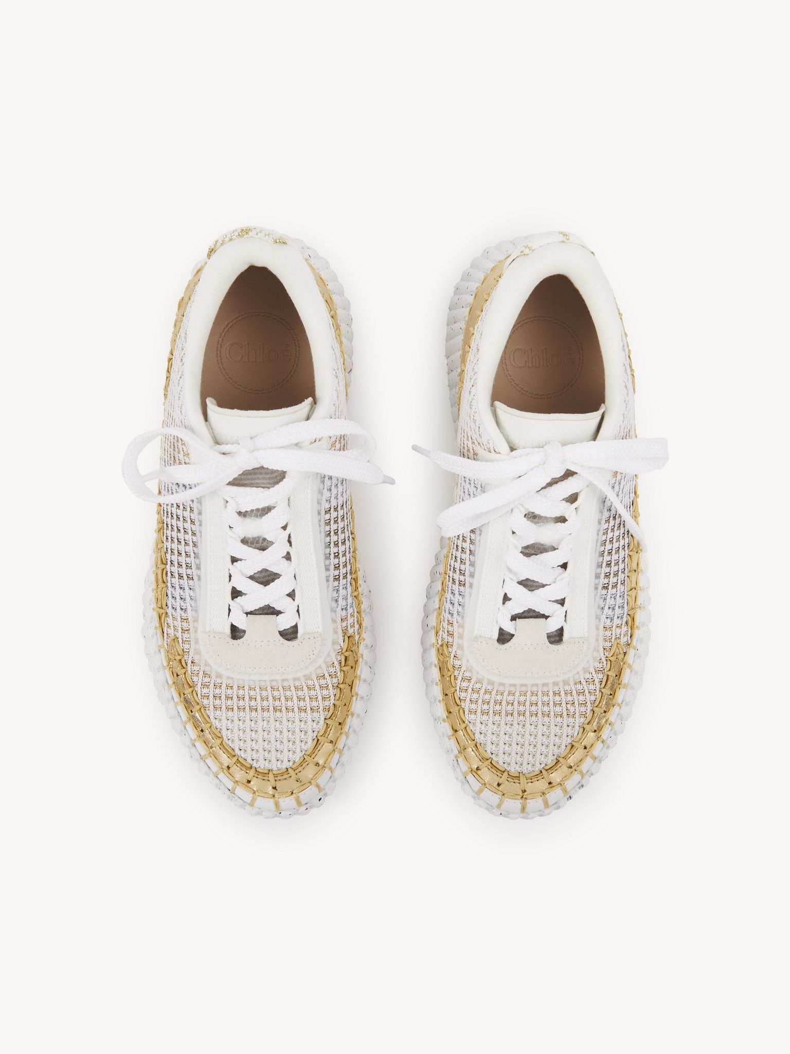 Chloe oc11z0625 Nama Sneakers in White/Gold Size US 7 / IT 37 - 3 Thumbnail
