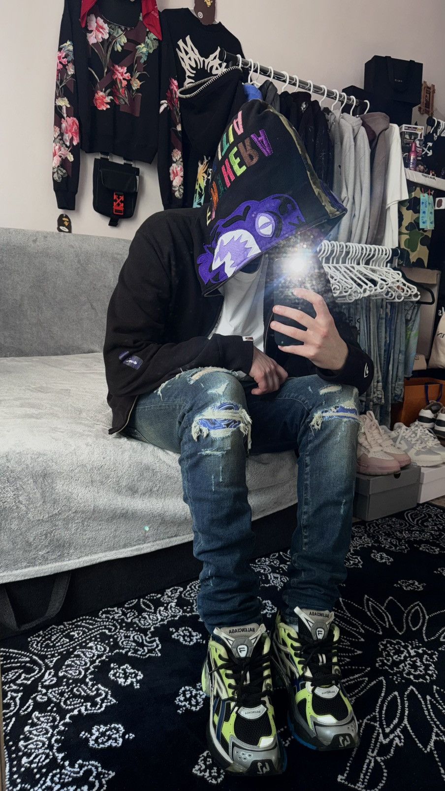 Amiri AMIRI BANDANA PURPLE ENGLISH LOGO JEANS Size US 30 / EU 46 - 3 Thumbnail