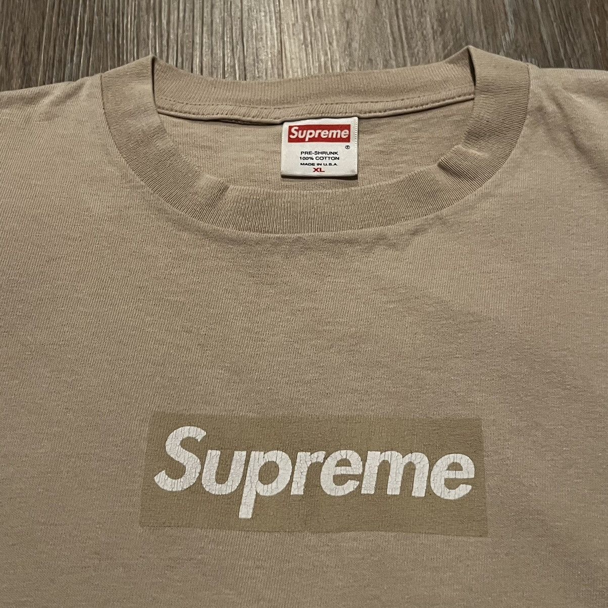 image of Supreme Tan Bogo Tan Box Logo Tee Sand Bogo Tonal 2003 Tee, Men's (Size XL)