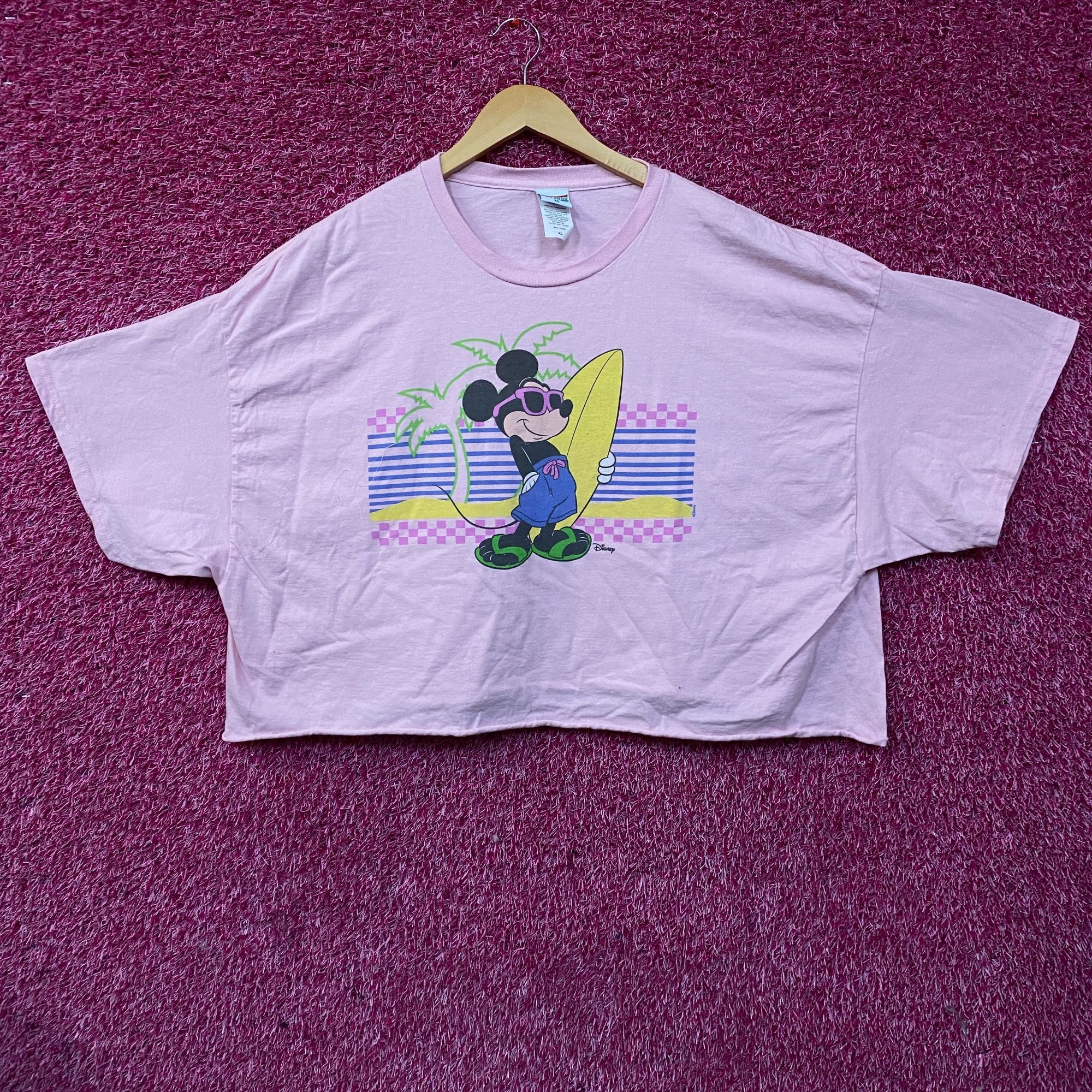 Disney Junk Food Clothing Mickey Mouse Surf Flea Market Pink Crop T Size XL / US 12-14 / IT 48-50 - 1 Thumbnail
