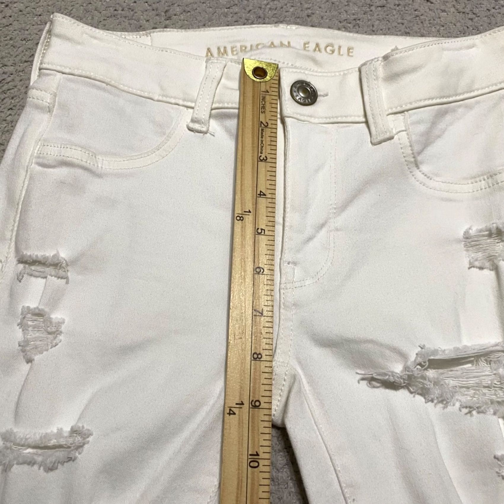 American Eagle Outfitters American Eagle Outfitters Jeans Womens sz 0 White Denim Mid Rise Jegging Distressed Jeans Size 25" / US 0 / IT 36 - 7 Thumbnail