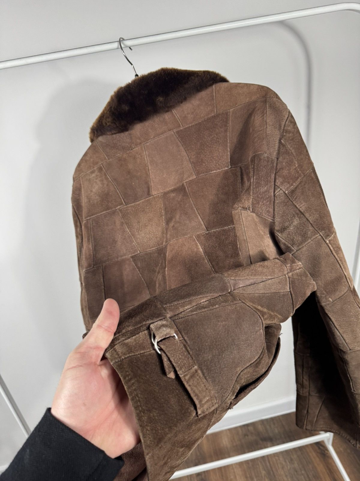 Other Vintage Brown Patchwork Leather Jacket Shearling Collar Zip Size US XL / EU 56 / 4 - 14 Thumbnail