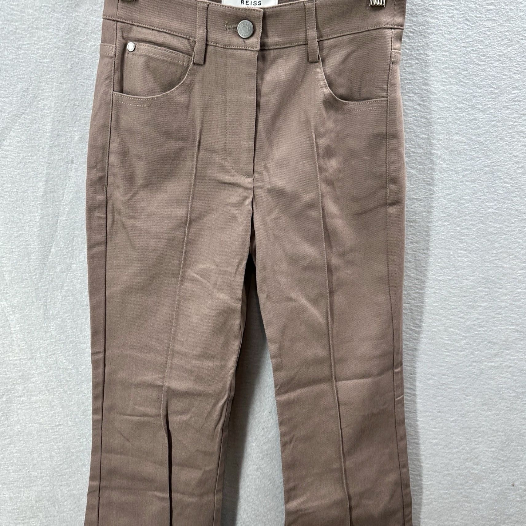 Reiss REISS Florence Flared Jeans Womens Petite 4 High Rise Cotton Front Dart Beige 90s Boho Preppy Women’s Pants Size 27" / US 4 / IT 40 - 5 Thumbnail