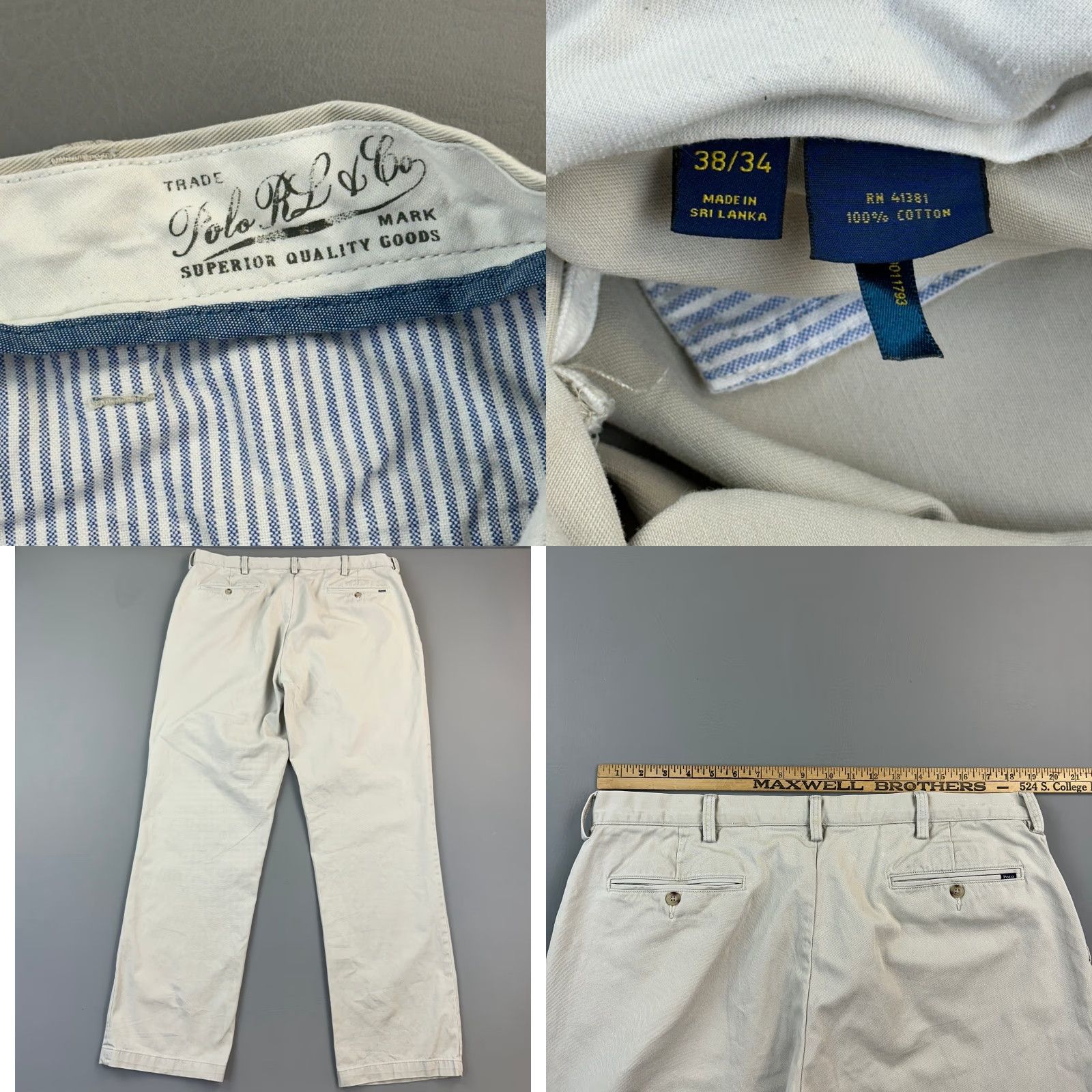 Polo Ralph Lauren Polo Ralph Lauren Pants Mens 38x34 38x33 Beige Relaxed Fit Flat Front Chino Size US M / EU 48-50 / 2 - 8 Thumbnail