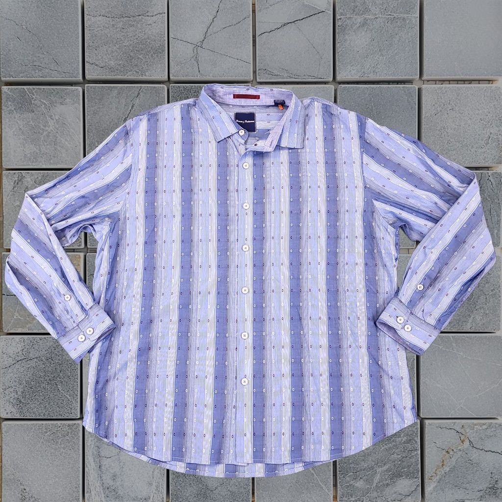 Tommy Bahama Shirt Mens 2XL Multicolor Striped Long Sleeve Cotton Casual Stitch, Men's (Size Xxl)