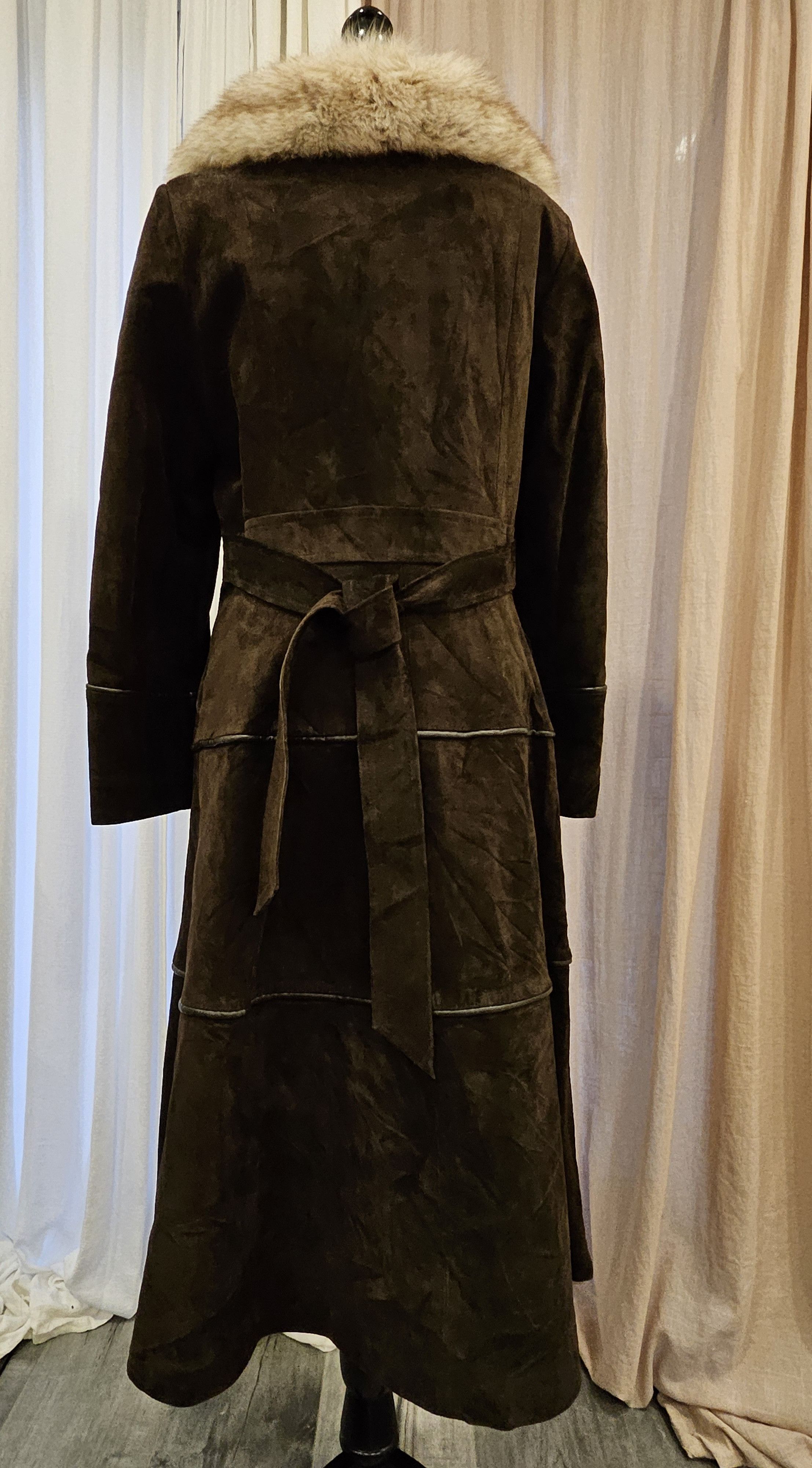 Vintage Vintage Suede Leather Fit-Flare Boho Princess Real Fur Coat Size M / US 6-8 / IT 42-44 - 14 Thumbnail