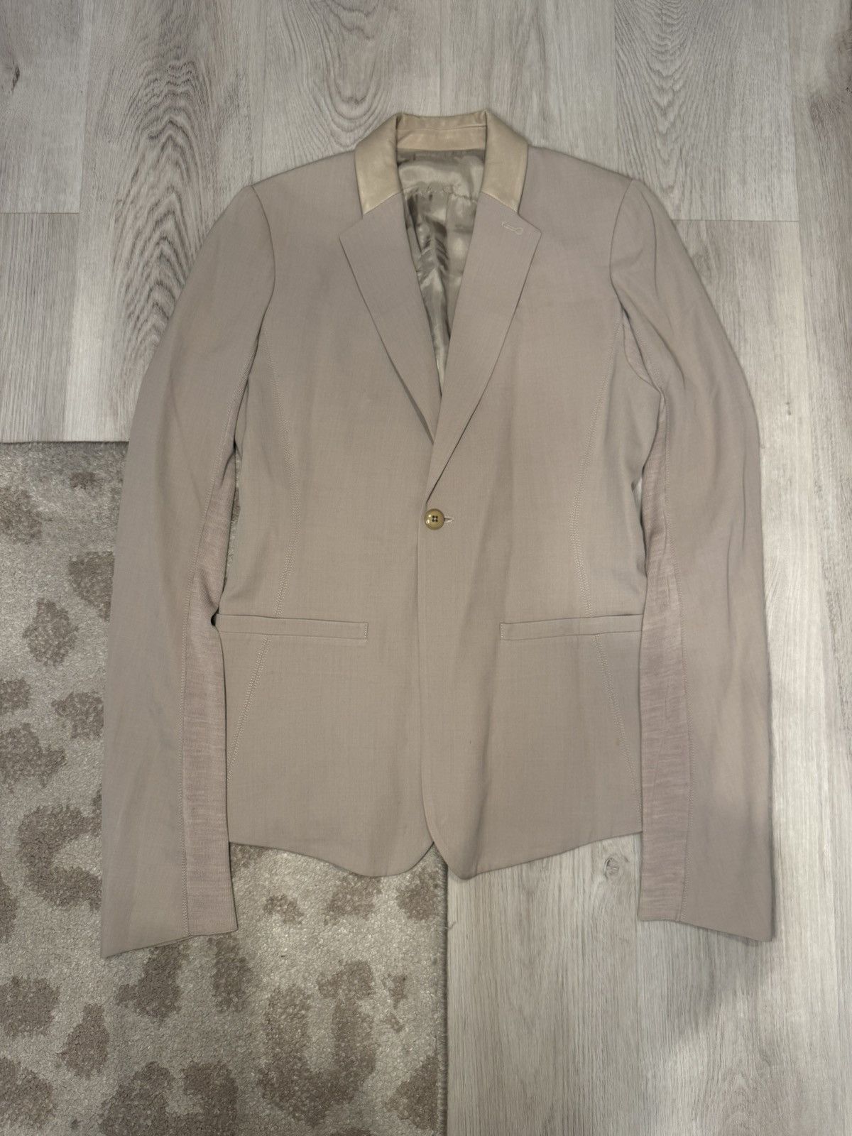 Rick Owens s/s 2004 leather collar wool/silk blazer!! Size US S / EU 44-46 / 1 - 1 Thumbnail