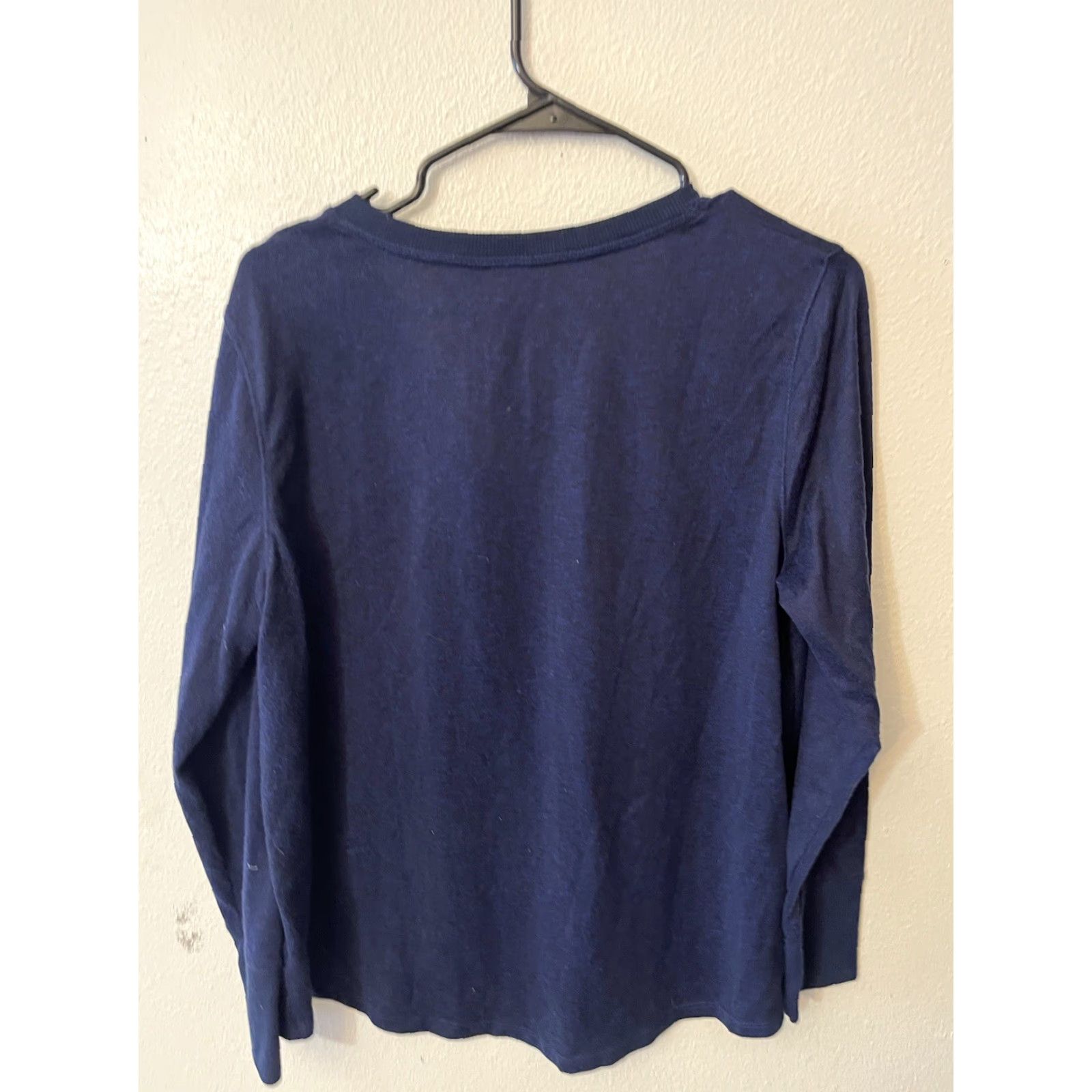 Croft & Barrow Croft & Barrow Pajama Top Henley Women L Blue Knit Polyester Blend Button Long Sleeve Solid Size L / US 10 / IT 46 - 3 Thumbnail