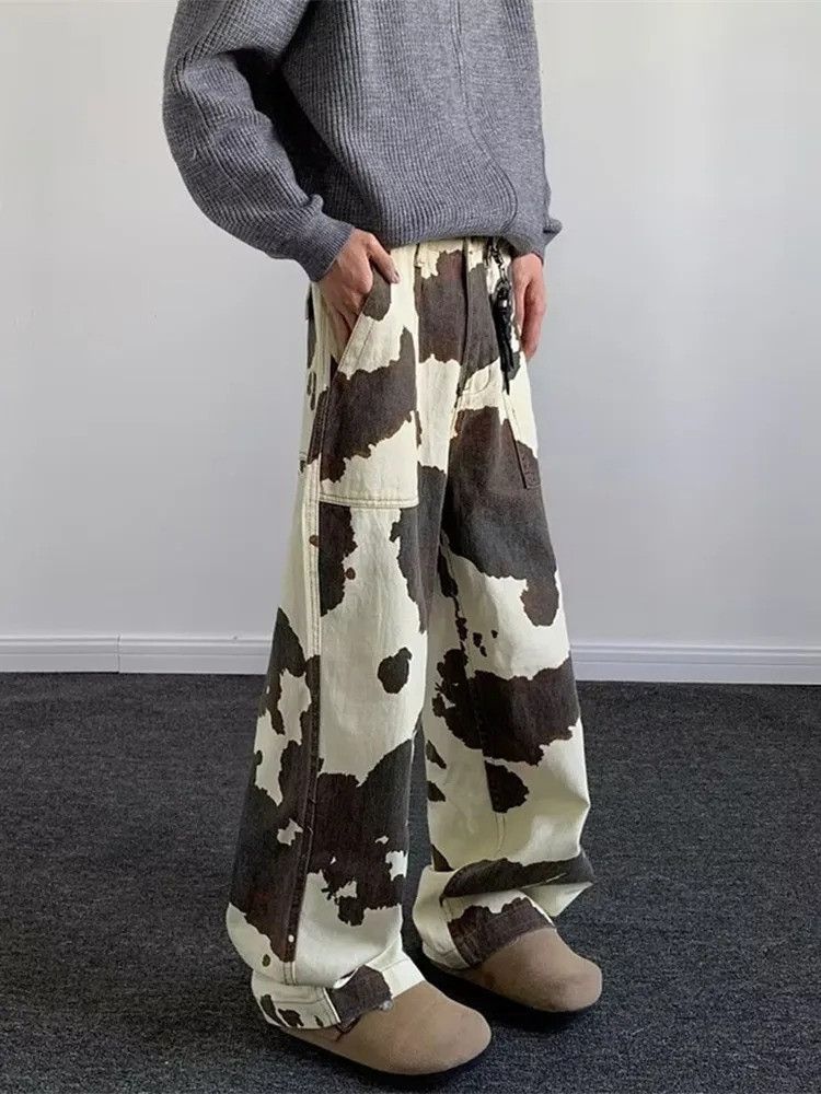 Vintage Cyber Y2K Streetwear Cow Pattern Baggy Size US 30 / EU 46 - 4 Thumbnail