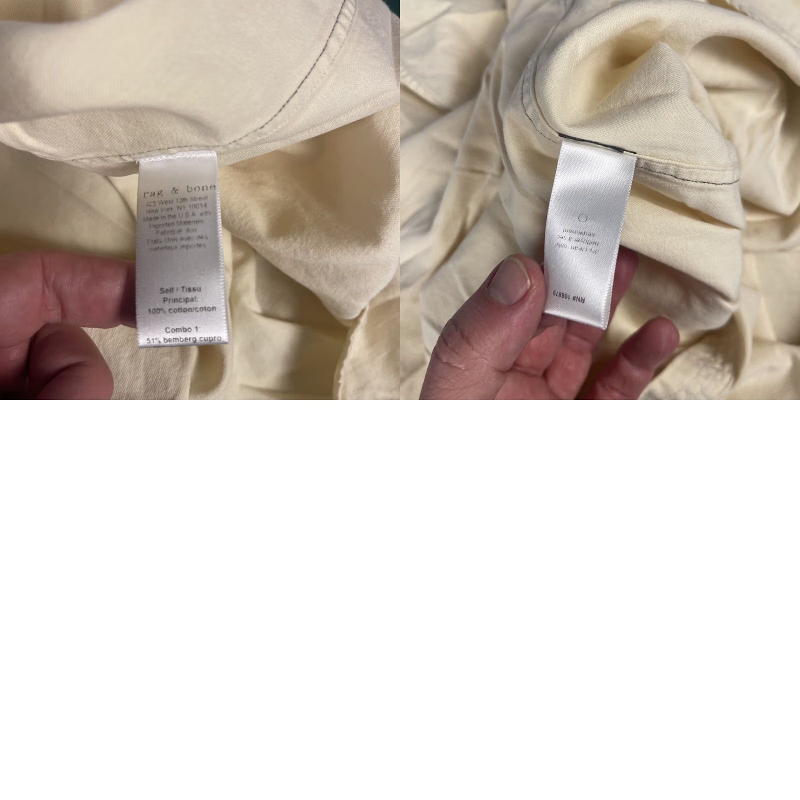 Rag & Bone rag & bone Shirt Large Long Sleeve Ivory Cotton Classic USA Chin Collar Button Size US L / EU 52-54 / 3 - 8 Thumbnail