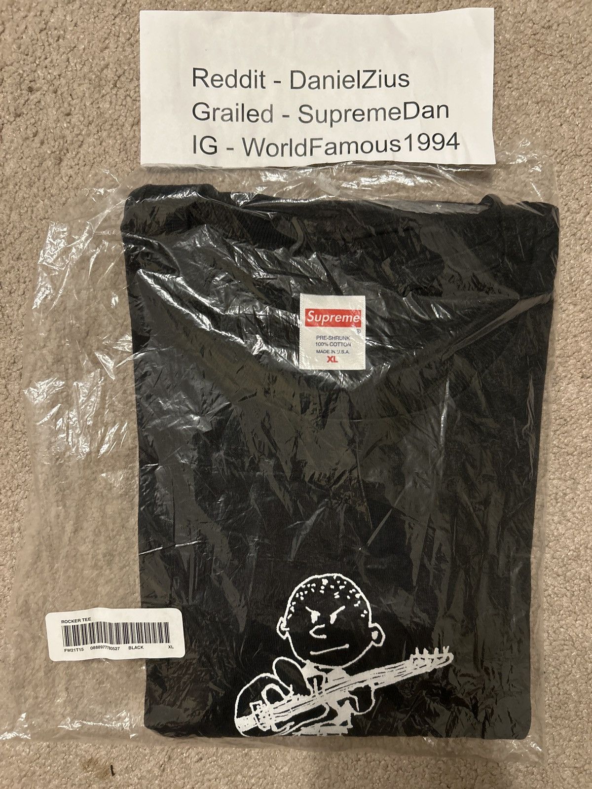Supreme Supreme Rocker Tee 'Black' Size US XL / EU 56 / 4 - 2 Thumbnail