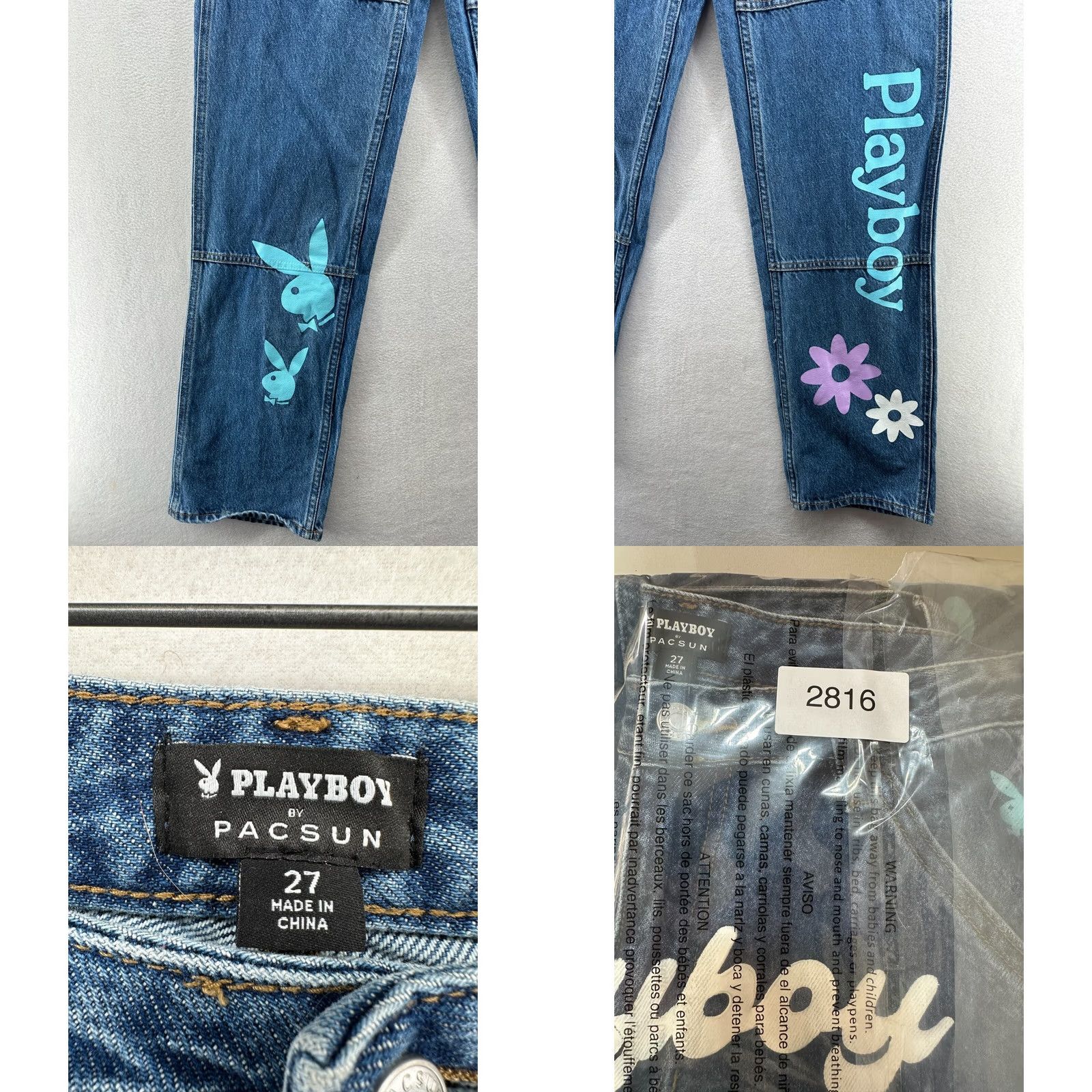 Pacsun Pacsun Payboy Straight Jeans Blue Women's 27 Denim Pockets 100% Cotton Denim Medium Wash Regular Fit Carpenter Inseam 33 in Size 27" / US 4 / IT 40 - 8 Thumbnail