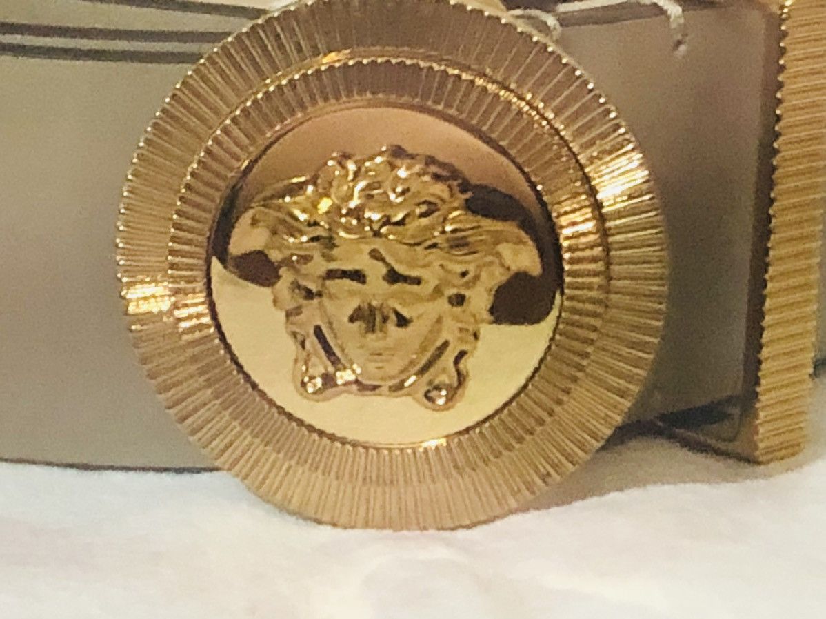 Versace Versace Medusa Leather Belt Biggie Beige 💎🏷️ Size 40 - 2 Thumbnail