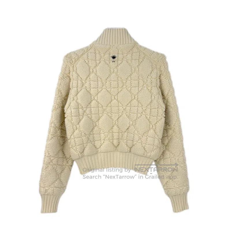 Dior Dior Beige plaid embroidered bee wool cardigan coat Size XS / US 0-2 / IT 36-38 - 2 Thumbnail