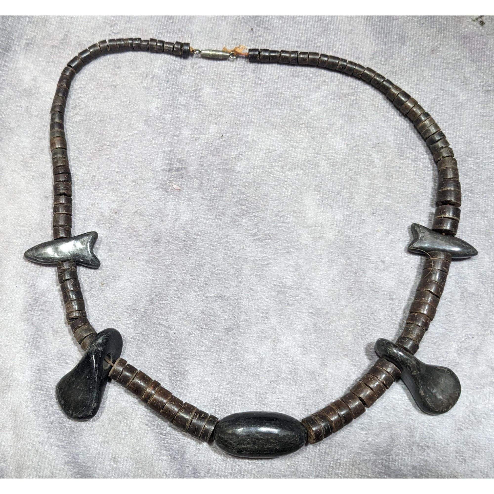Other Vintage Ethnic Carved Brown And Black Wood Beaded Necklace Size ONE SIZE - 5 Thumbnail