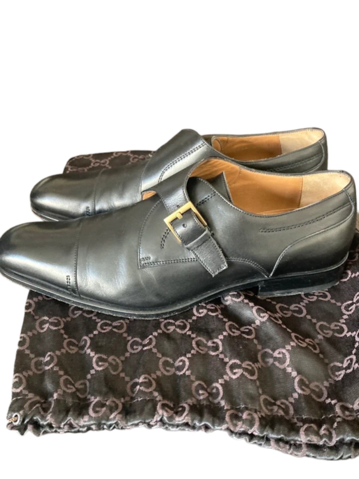 Gucci Gucci Black Leather Single Monk Strap Shoes Size US 11 / EU 44 - 2 Thumbnail