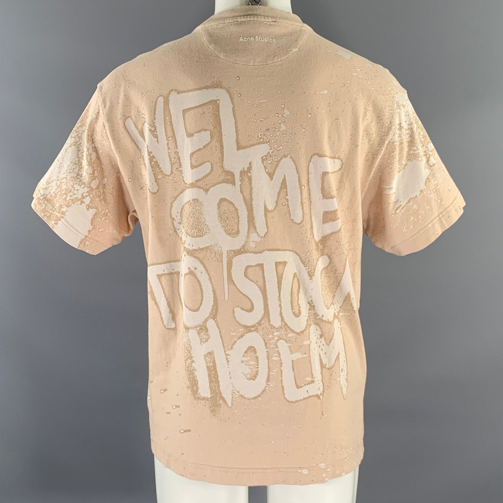 Acne Studios ACNE STUDIOS XXS Tan White Graphic Cotton Crew-Neck T-shirt Size US XXS / EU 40 - 4 Thumbnail