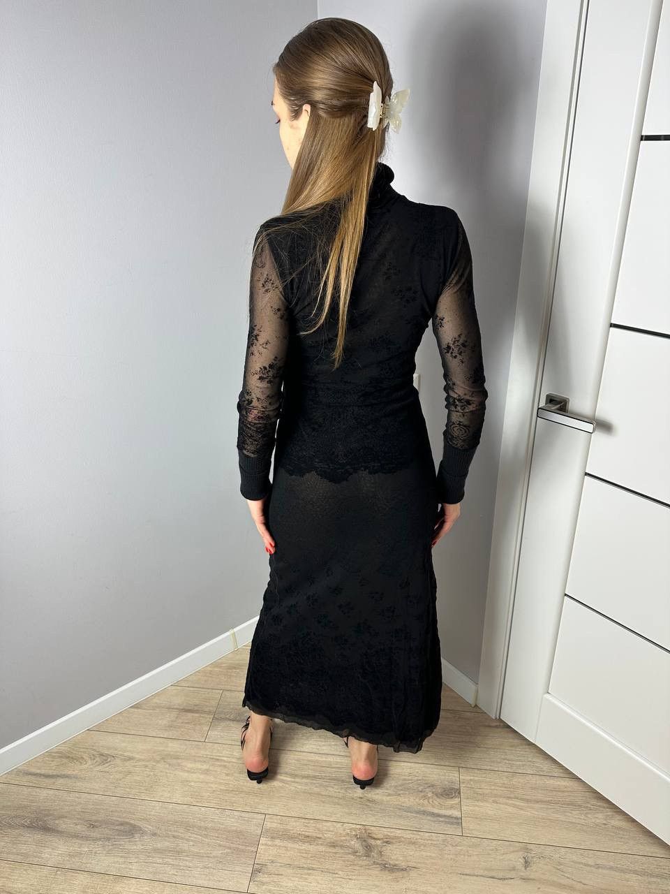 Jean Paul Gaultier Jean Paul Gaultier Sheer Mesh Velvet Pattern Maxi Dress Size S / US 4 / IT 40 - 12 Thumbnail