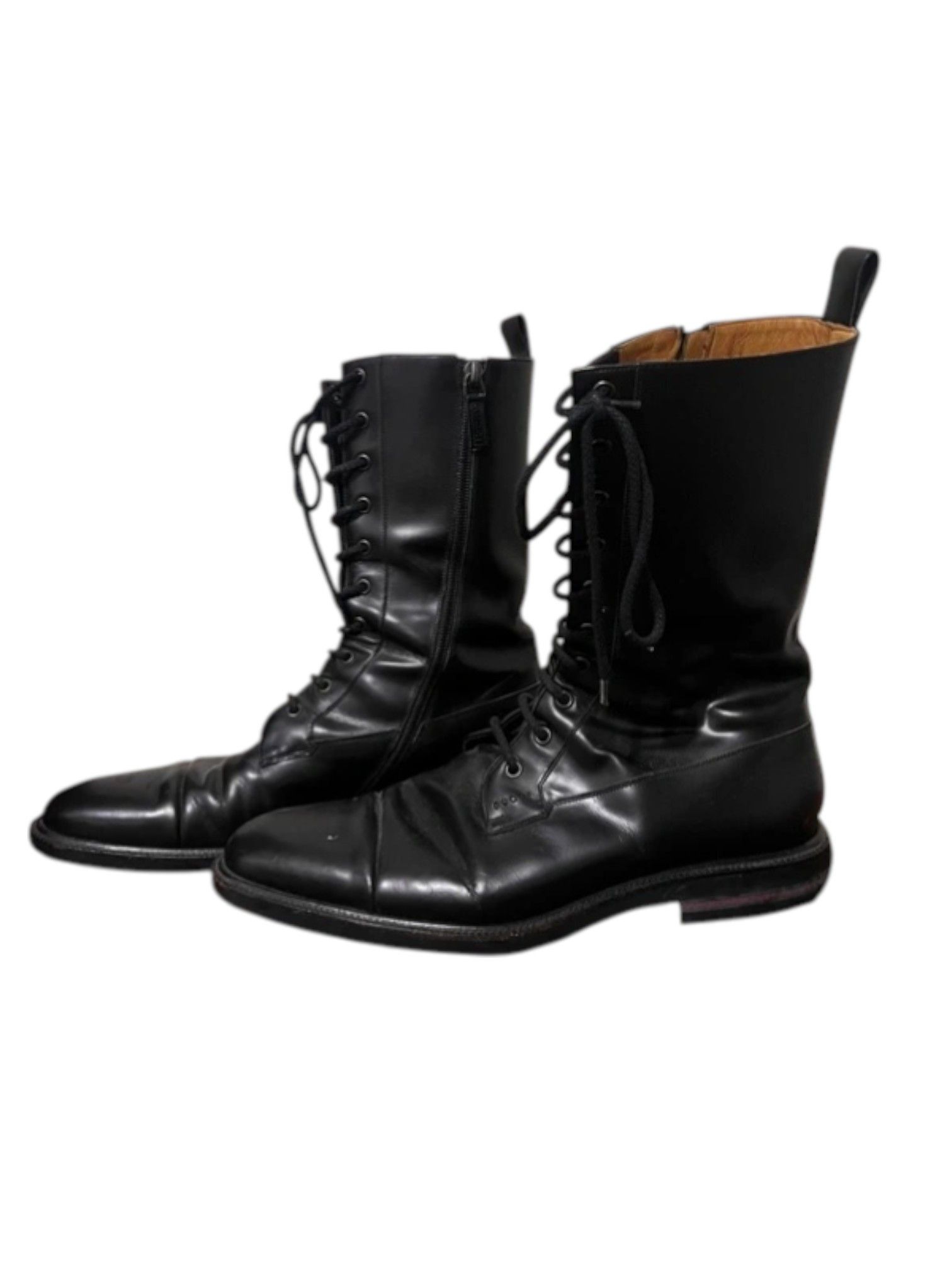Gucci Gucci Black Leather Side Zip Lace-Up Boots – Early 2000s Size US 11 / EU 44 - 1 Thumbnail