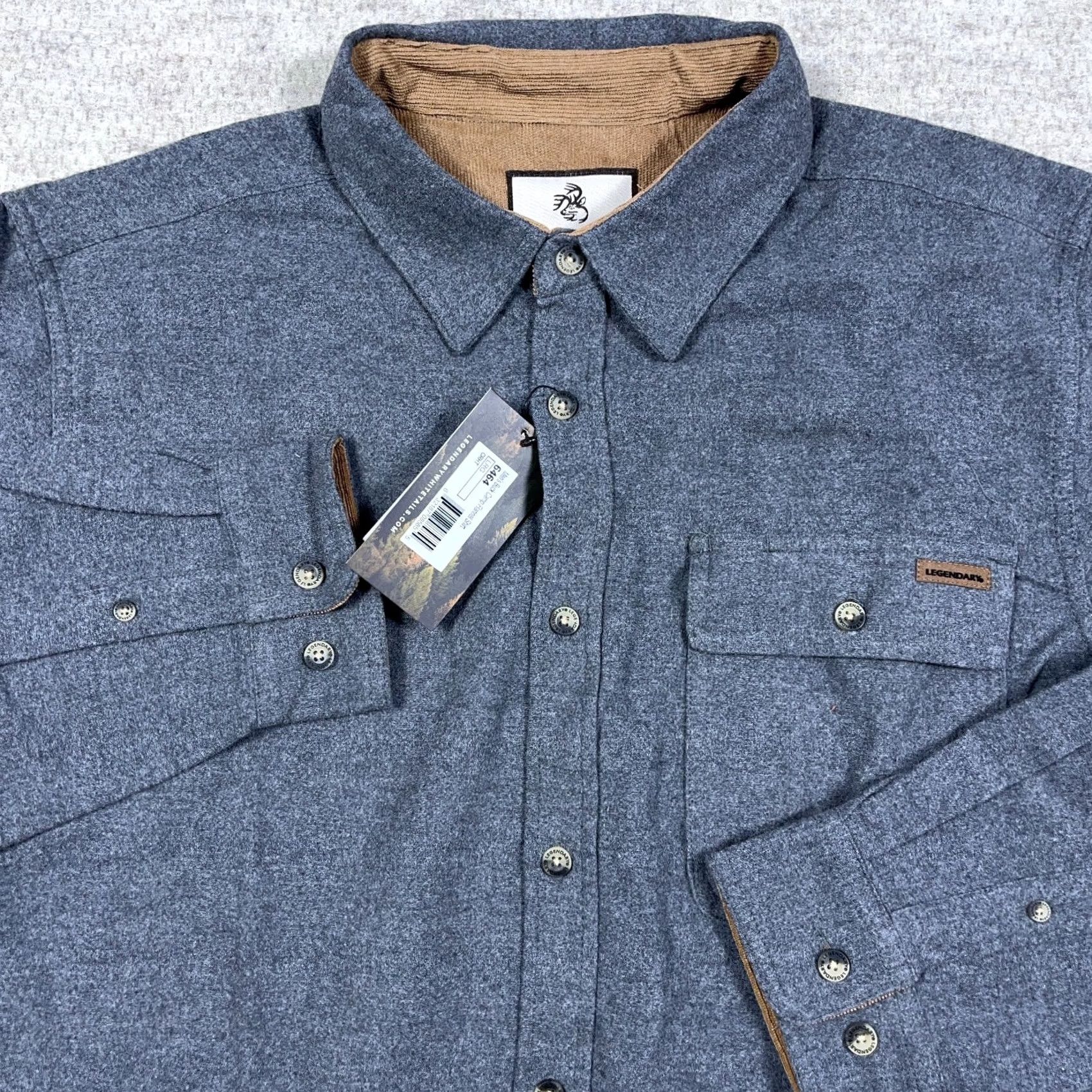 Vintage Legendary Whitetails Flannel Shirt Men L Gray Buck Camp Pocket Solid Camp Size US L / EU 52-54 / 3 - 6 Thumbnail