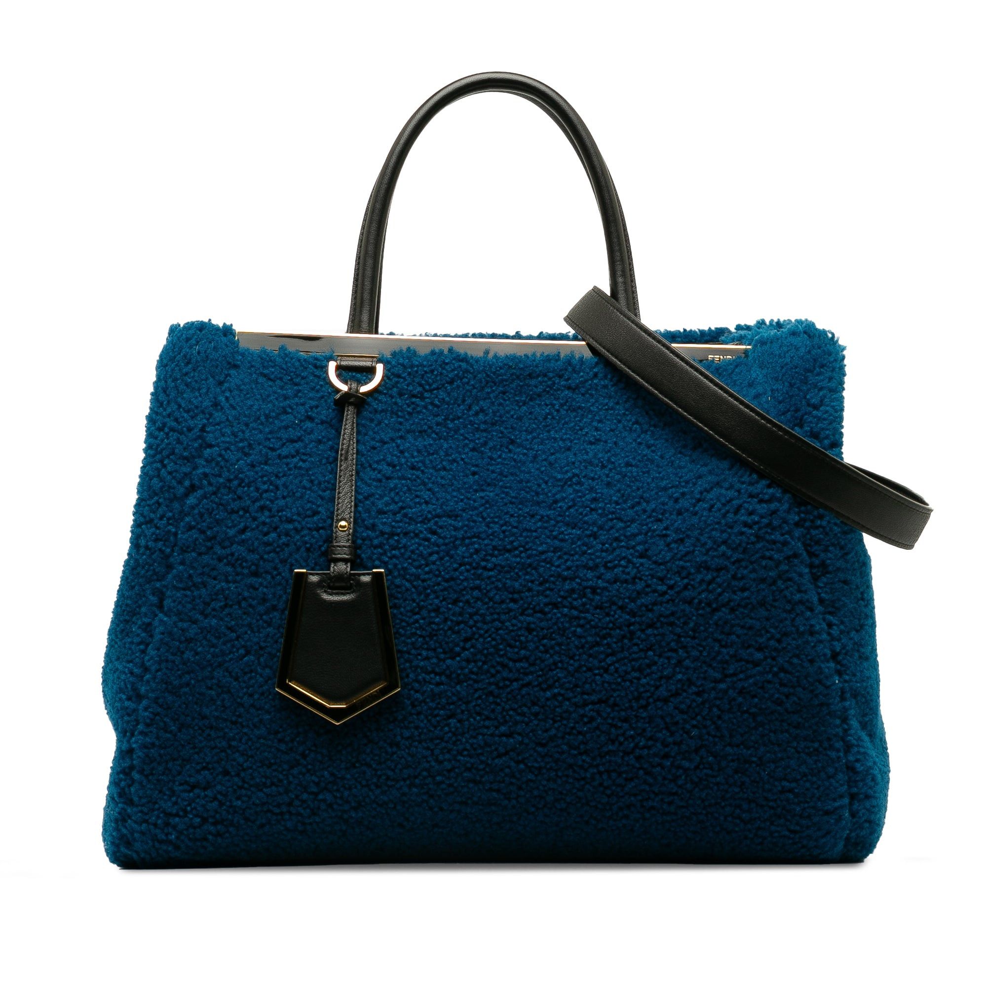 Fendi Fendi Medium Shearling 2Jours Blue Size ONE SIZE - 1 Thumbnail
