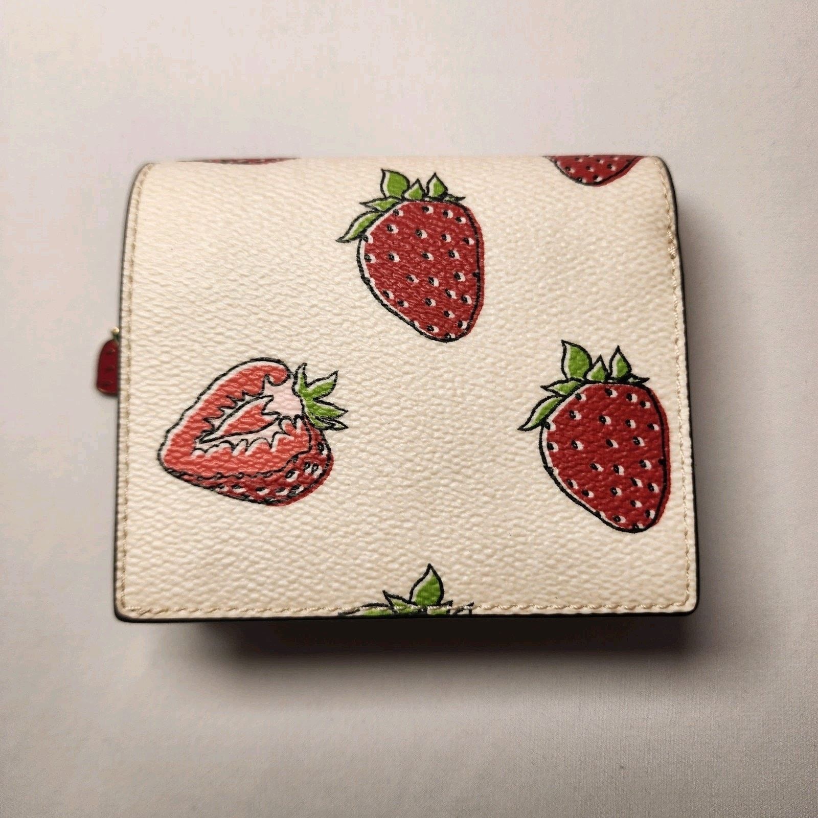 Coach Coach CAP18 Snap Wallet Strawberry Print Gold/Chalk Multi Size ONE SIZE - 2 Thumbnail