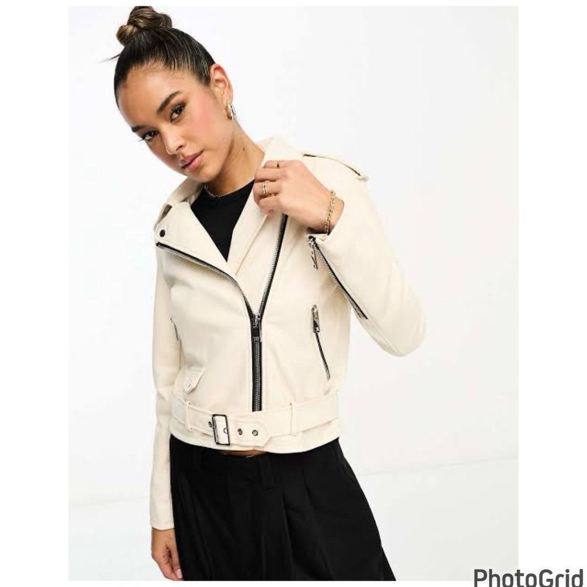 Mango MANGO Faux Leather Moto Jacket Size S / US 4 / IT 40 - 1 Thumbnail
