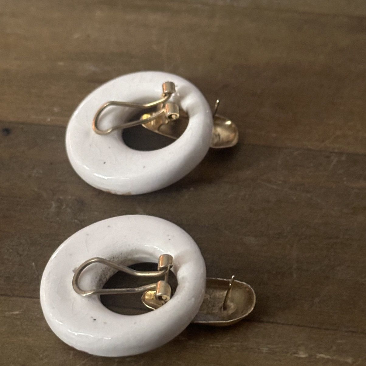 Vintage Vintage hand painted porcelain hoop earrings Size ONE SIZE - 3 Thumbnail