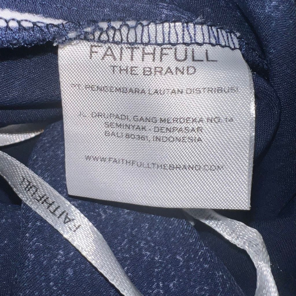FAITHFULL Faithfull the Brand Riley Riptide Stripe Navy Silky Wide Leg Jumpsuit Women’s 2 Size 26" / US 2 / IT 38 - 7 Thumbnail