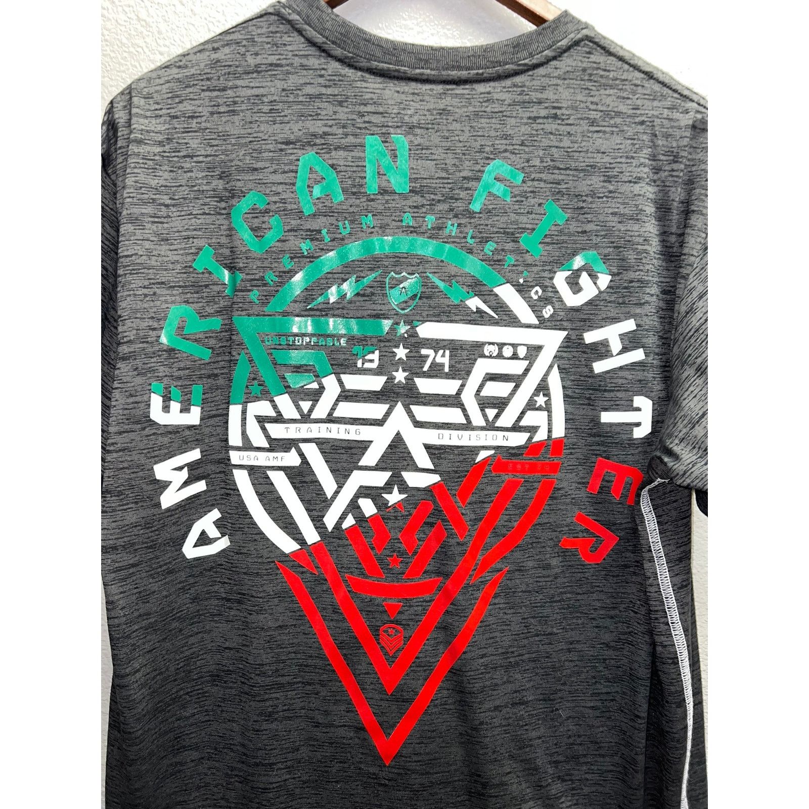 American Apparel American Fighter Shirt Fullerton Gray Red Tee Y2K 2000s Size US L / EU 52-54 / 3 - 8 Thumbnail