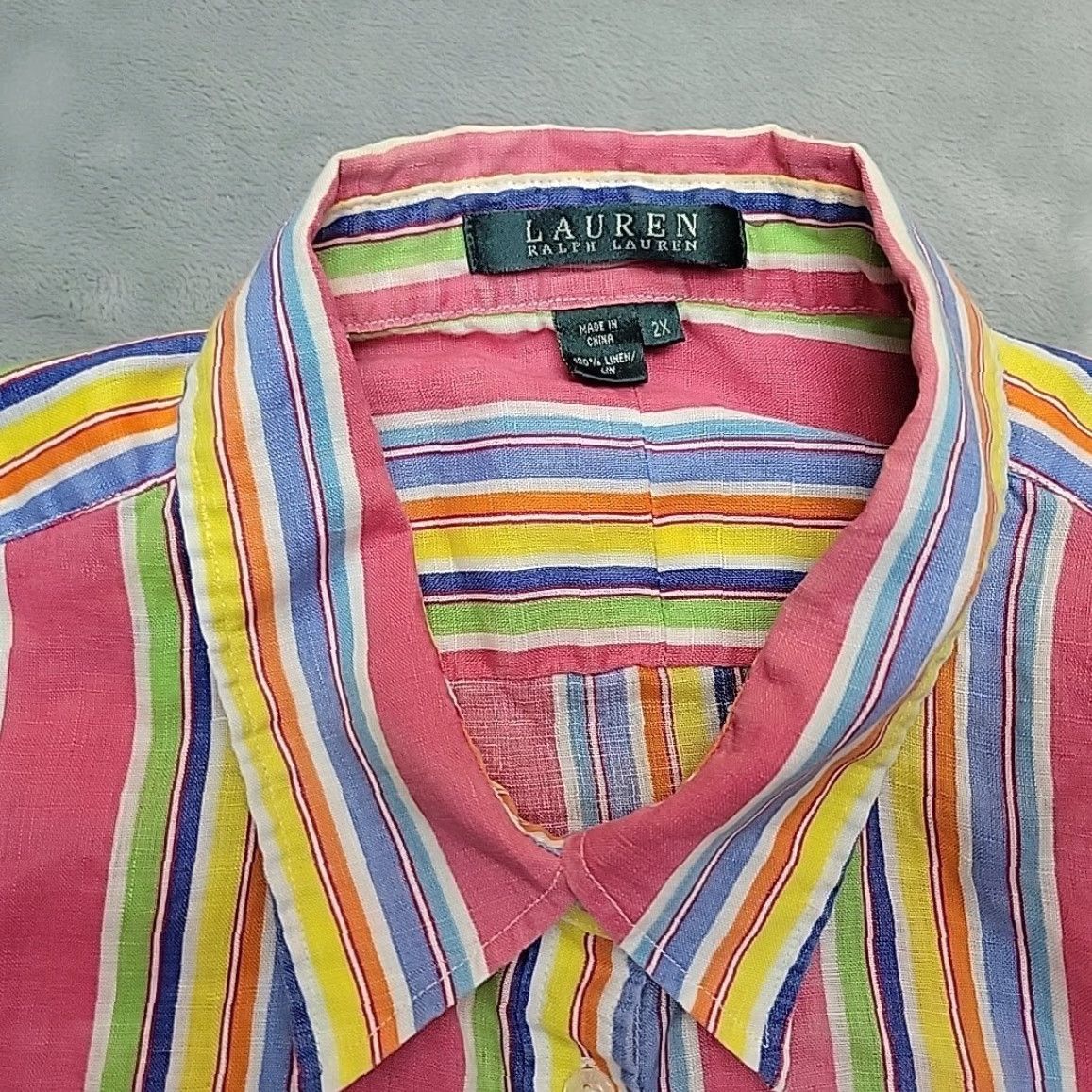 Ralph Lauren Lauren Ralph Lauren Shirt Womens 2X Multicolor Striped Casual Shirt Womens 2X Multicolor Striped Summer Comfort Casual Size XXL / US 16-18 / IT 52-54 - 2 Thumbnail