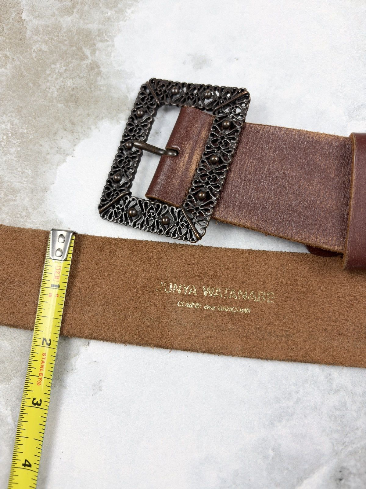 Junya Watanabe Junya Watanabe Ornamental Buckle Leather Belt Brown CDG Size ONE SIZE - 3 Thumbnail