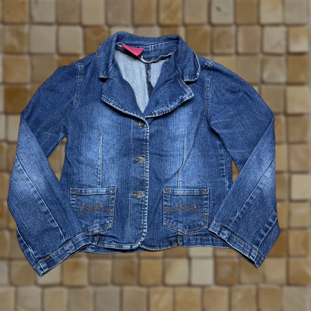 Denime VINTAGE Jean Women Denim Blazer Jacket Size M Blue 100% Cotton Basic Jacket Size M / US 6-8 / IT 42-44 - 1 Thumbnail