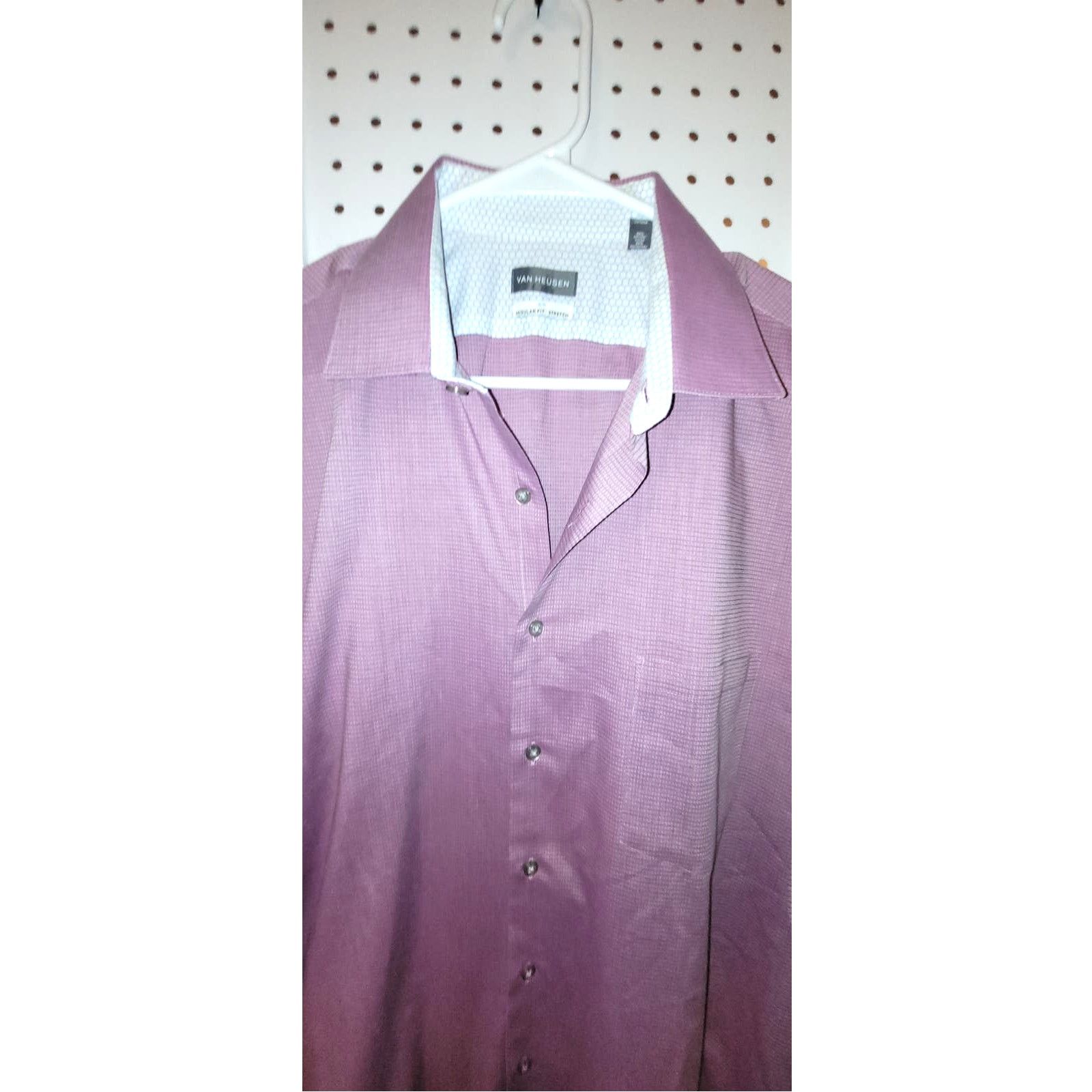 Van Heusen Van Heusen Mens Dress Shirt 17 32/33 Stretch Purple Button Size US S / EU 44-46 / 1 - 3 Thumbnail