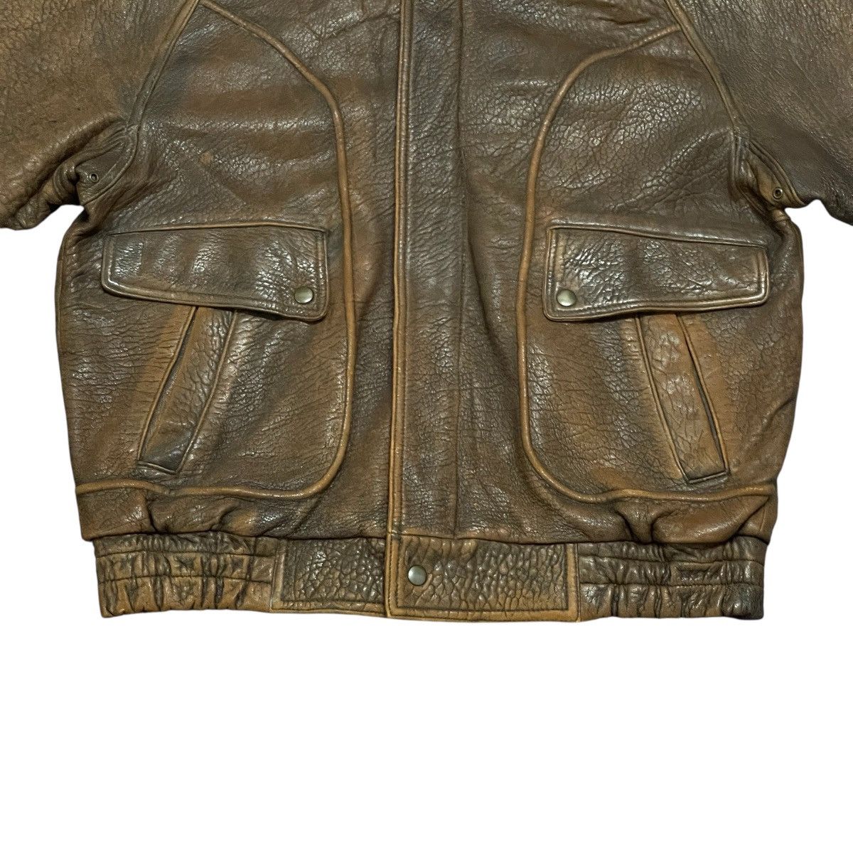 Vintage Vintage 90s Distressed Brown Sheep Leather A-2 Bomber Jacket Size US L / EU 52-54 / 3 - 7 Thumbnail